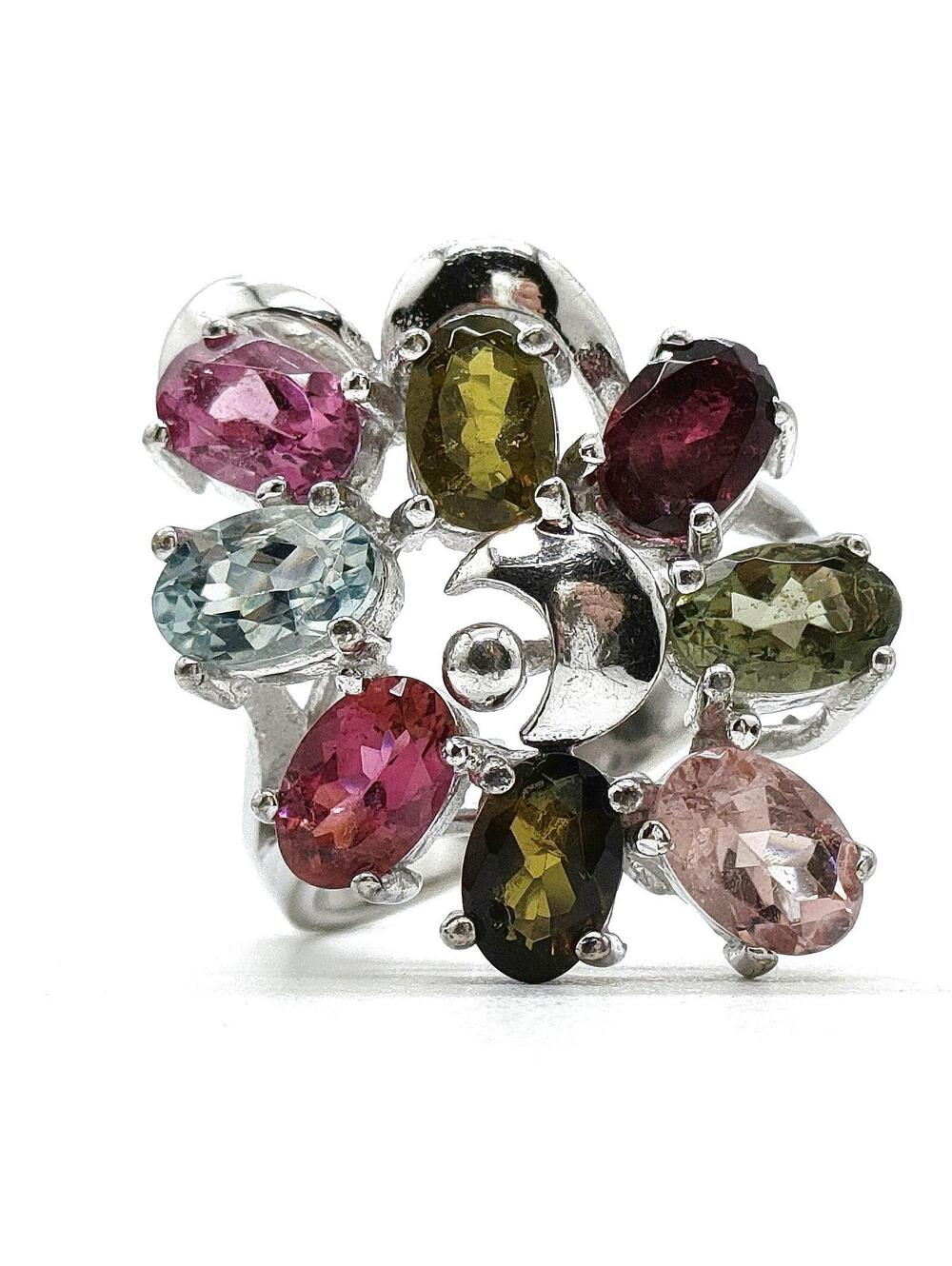 Jewelry Ring Tourmaline Silver Multi Color 458455